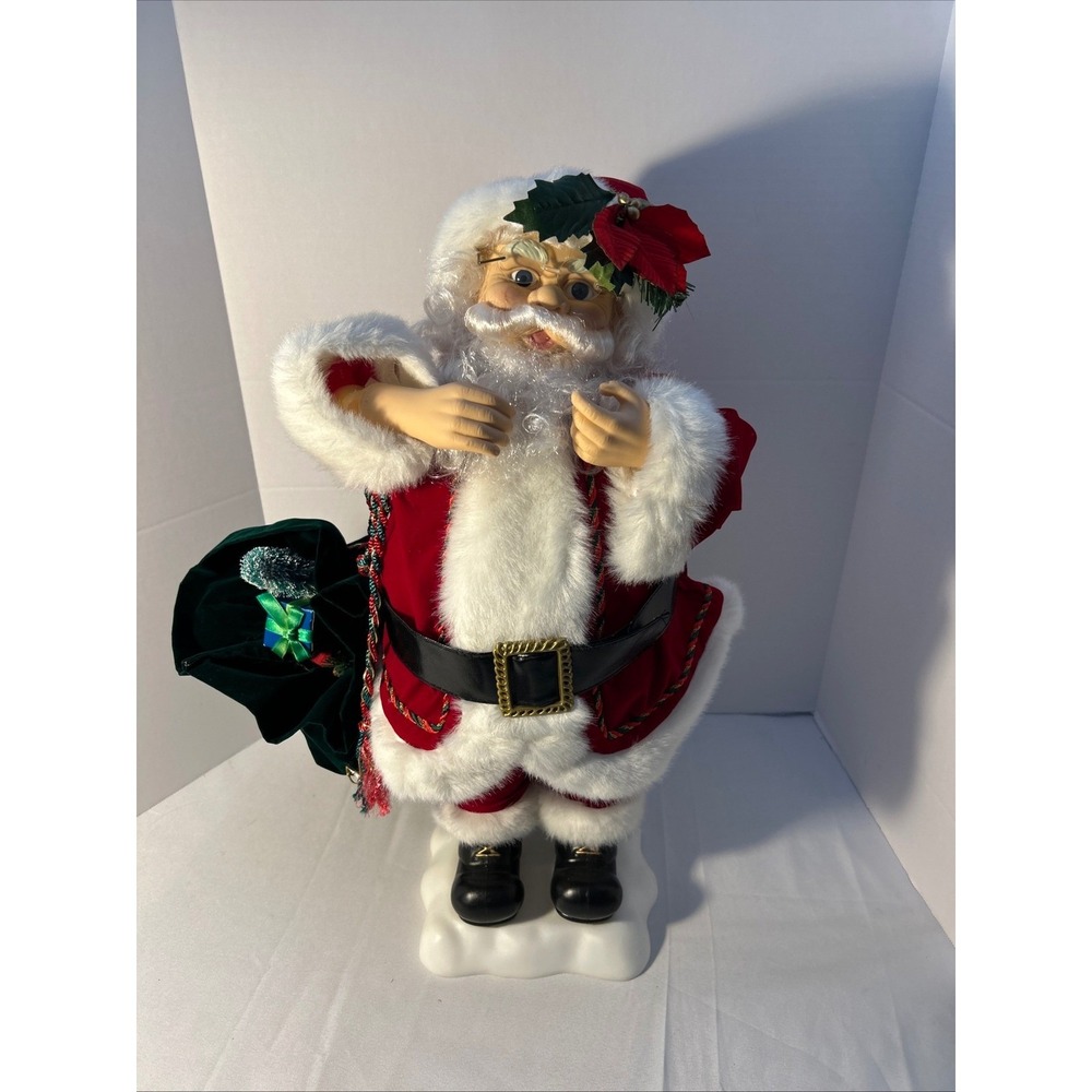 Animated Musical Santa Claus‎ Display Figure with Gift Bag Telco Creations 2000